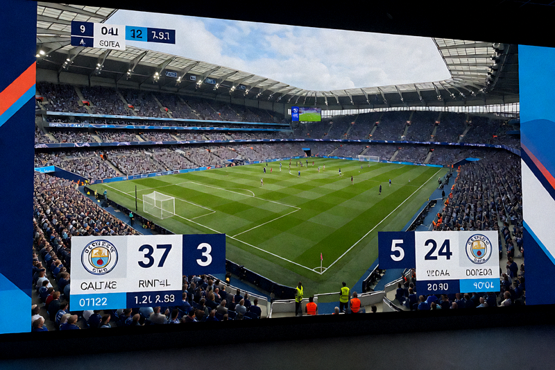 体育赛事直播画面与实时比分数据展示